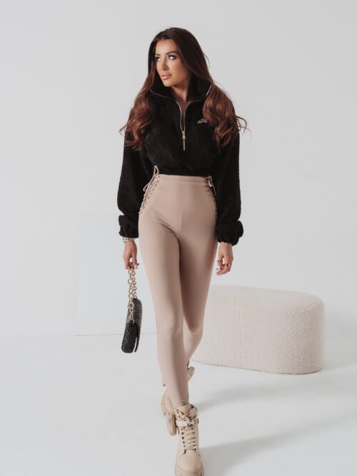 -WYPRZEDANE-Legginsy ze sznurowaniem Rosalie Ola Voga beżowe