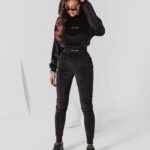 Komplet welurowy Kaylie Ola Voga czarny