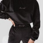 Komplet welurowy Kaylie Ola Voga czarny