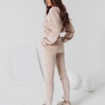 Komplet welurowy Kaylie Ola Voga beżowy