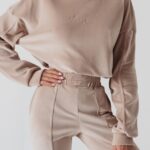 Komplet welurowy Kaylie Ola Voga beżowy