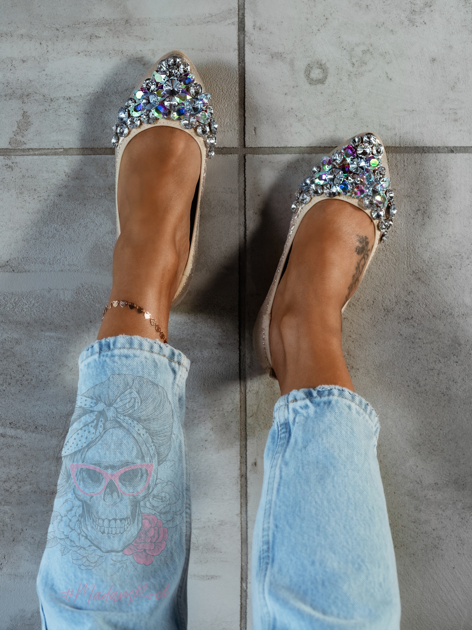 Balerinki z kamieniami Madam Stones złote Balerinki z kamieniami Madam Stones złote