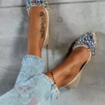 Balerinki z kamieniami Madam Stones złote