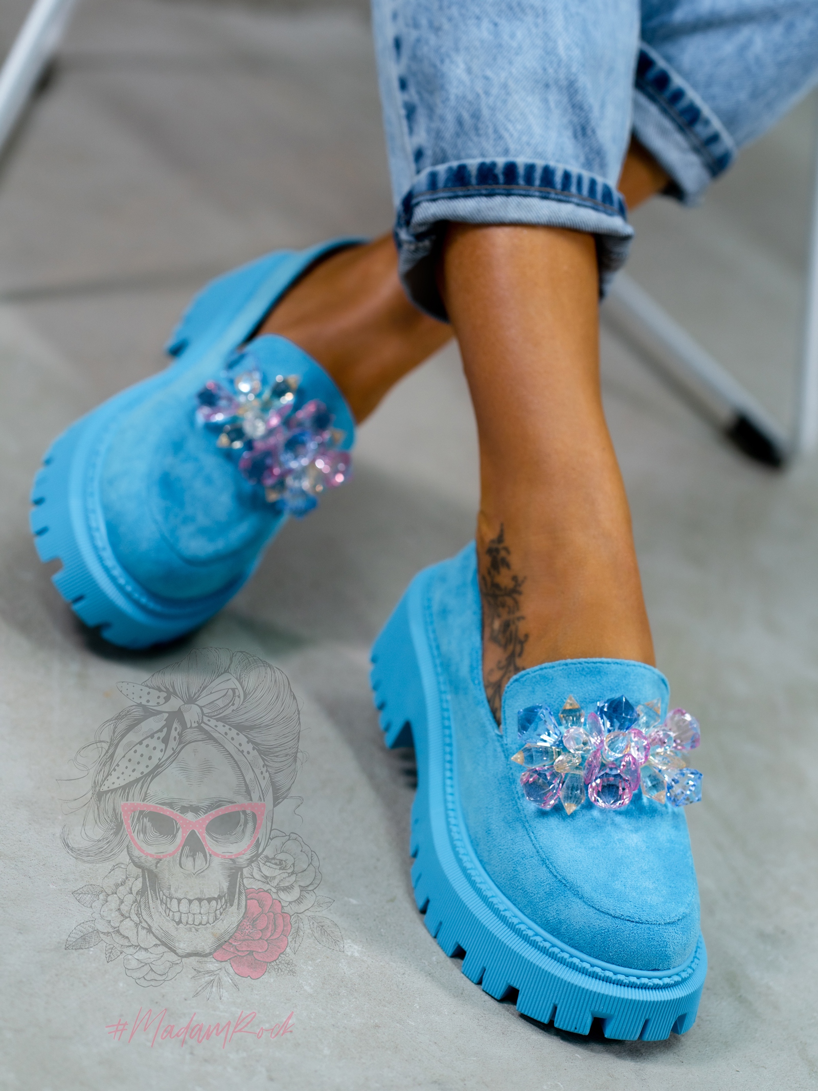 Mokasyny Madam Alecta błękitne