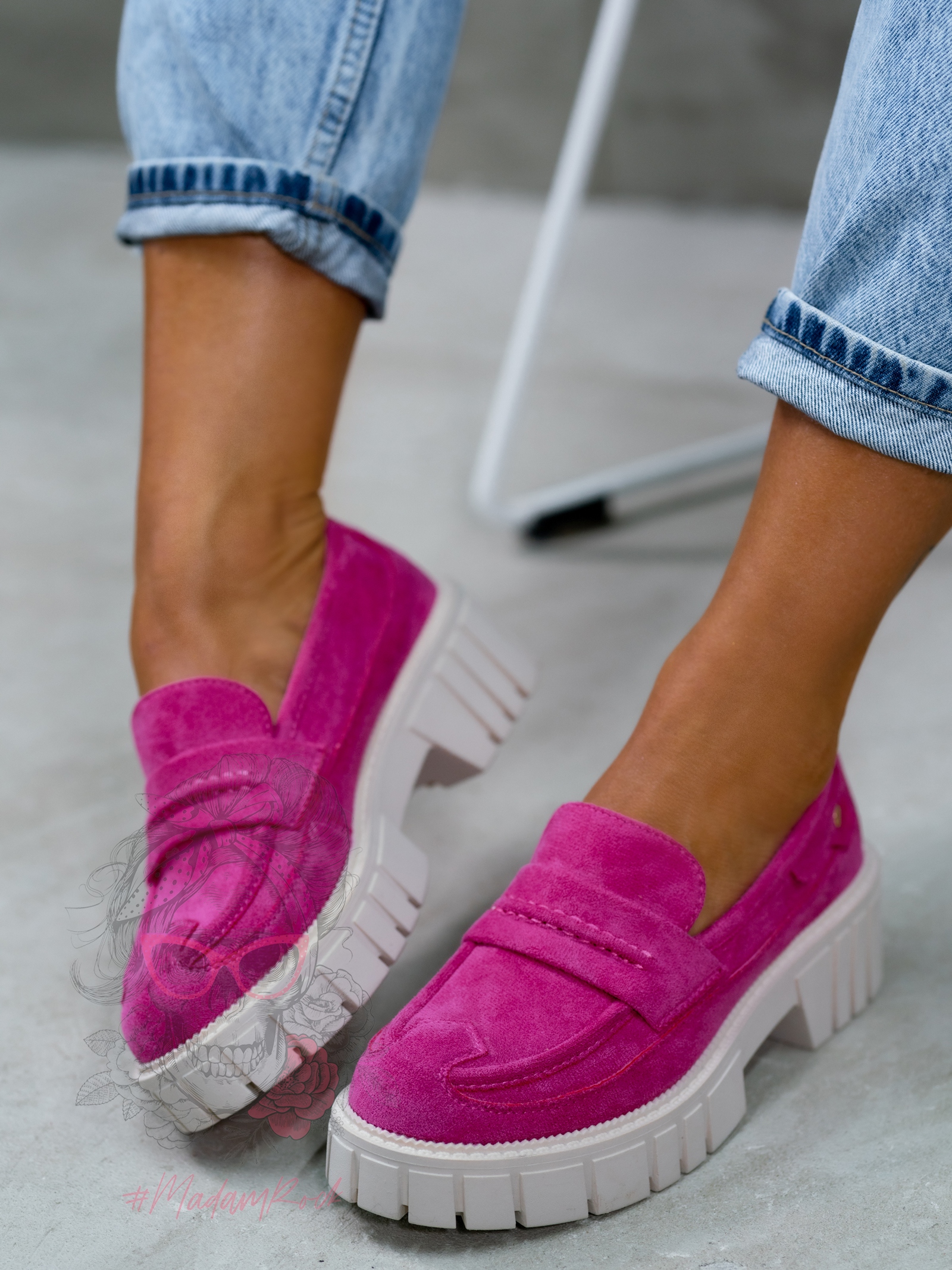 -wyprzedane-Mokasyny zamszowe Madam Fekes fuksja