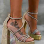 Sandały na klocku Madam Apocaliptico złote