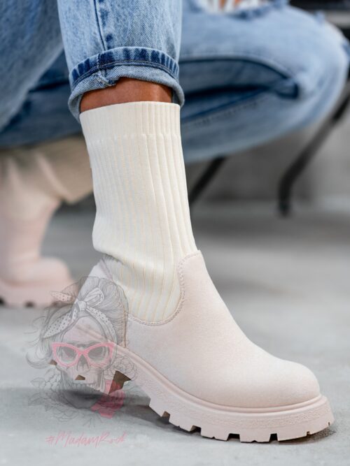 Botki skarpety Madam Setol beżowe