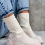 Botki skarpety Madam Setol beżowe