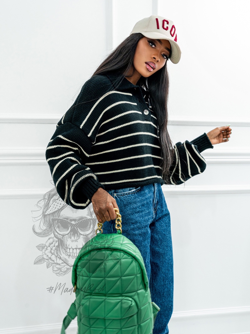 Sweter w paski Varius czarny