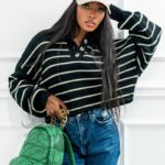 Sweter w paski Varius czarny