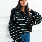 Sweter w paski Varius czarny