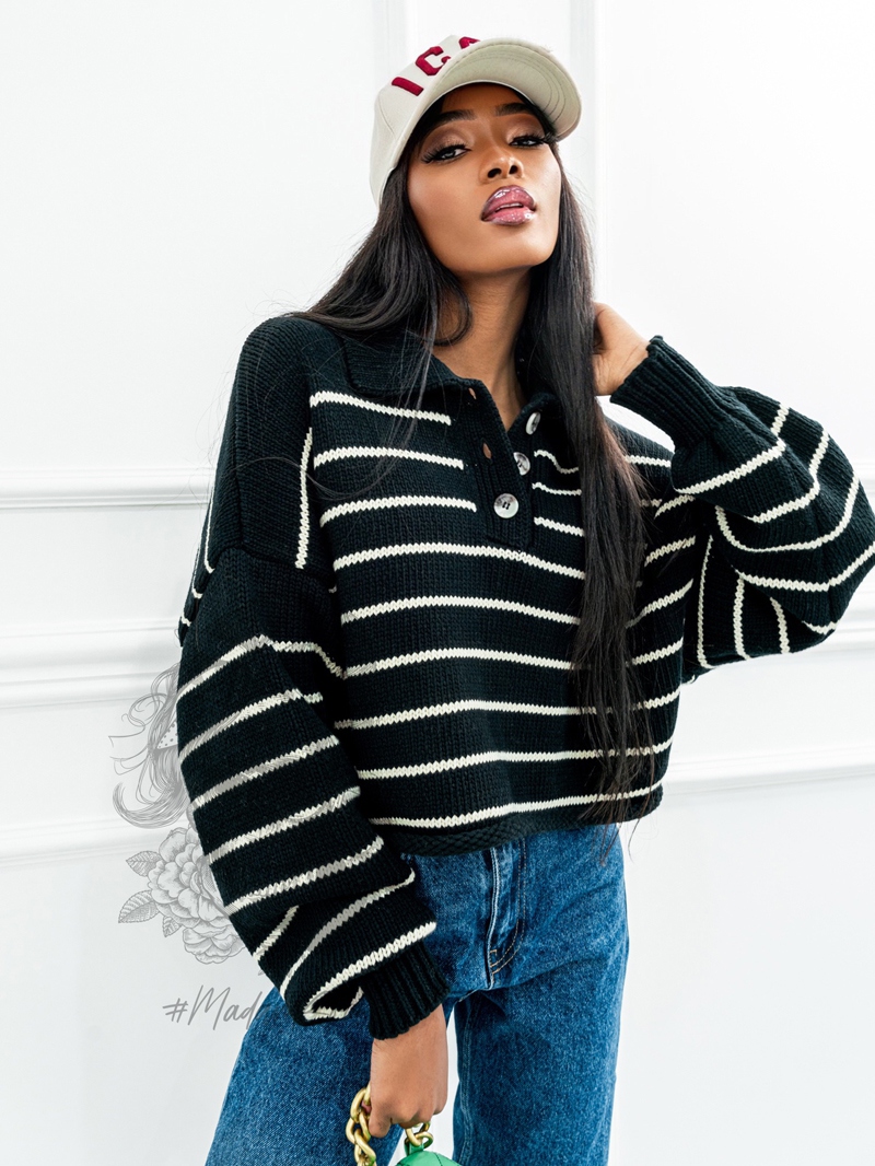 Sweter w paski Varius czarny