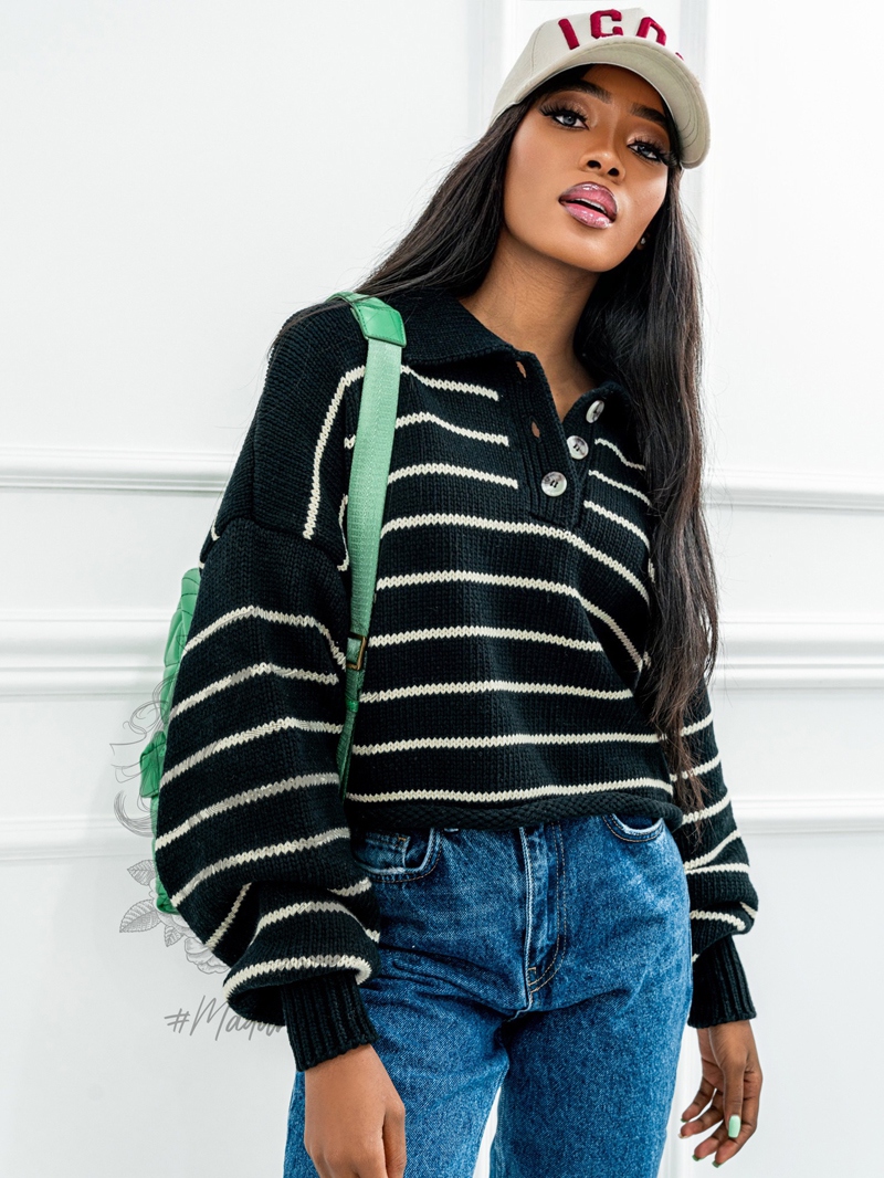 Sweter w paski Varius czarny