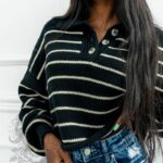 Sweter w paski Varius czarny