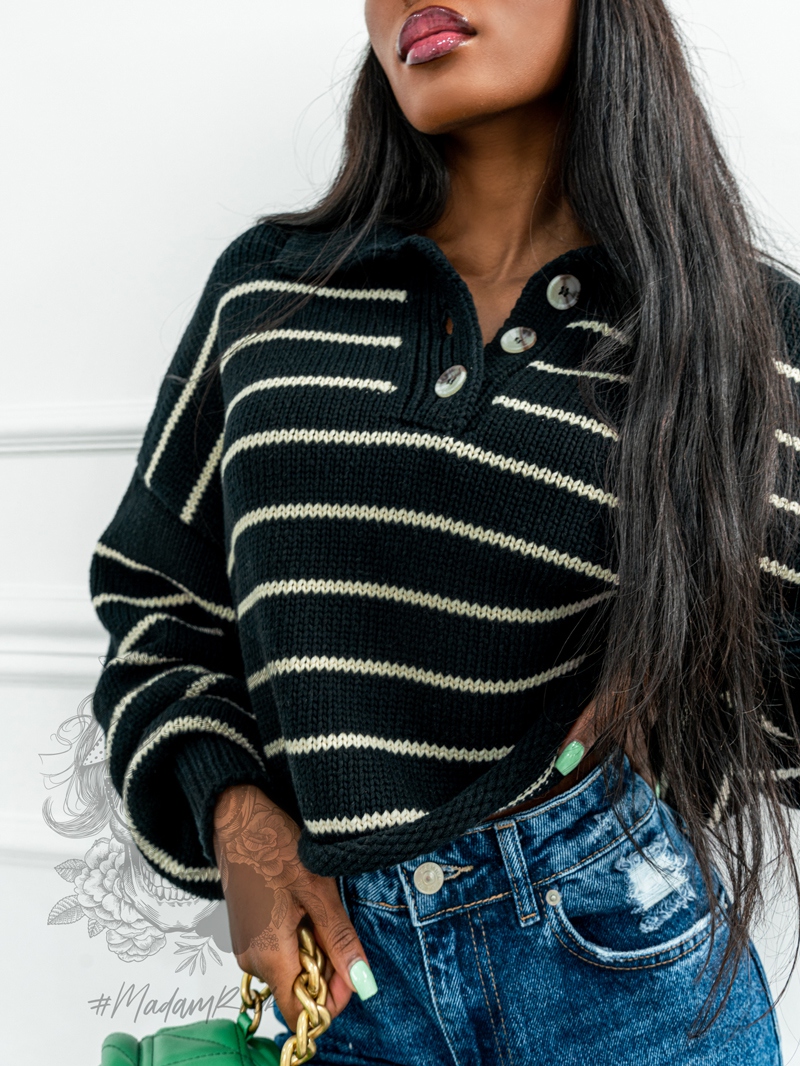 Sweter w paski Varius czarny