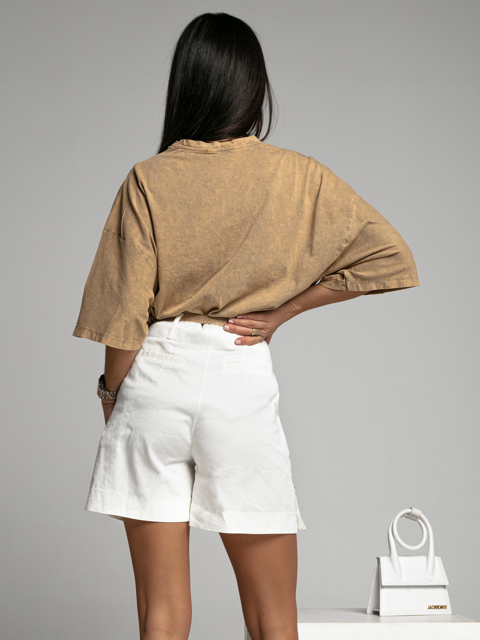 T-shirt dekatyzowany Burning beżowy melanż