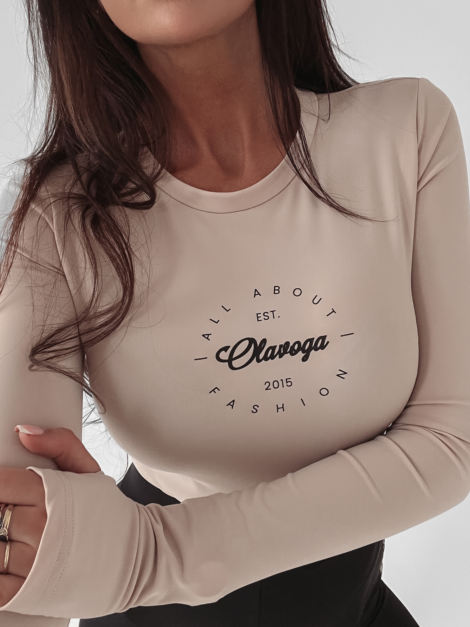 Body logowane Signature Ola Voga beżowe