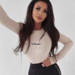 Body logowane Signature Ola Voga beżowe