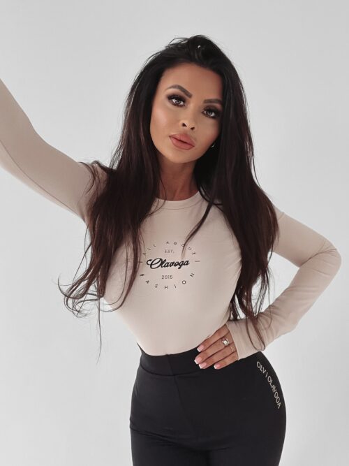 Body logowane Signature Ola Voga beżowe