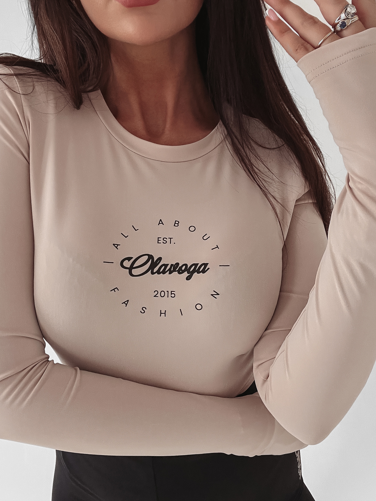 Body logowane Signature Ola Voga beżowe