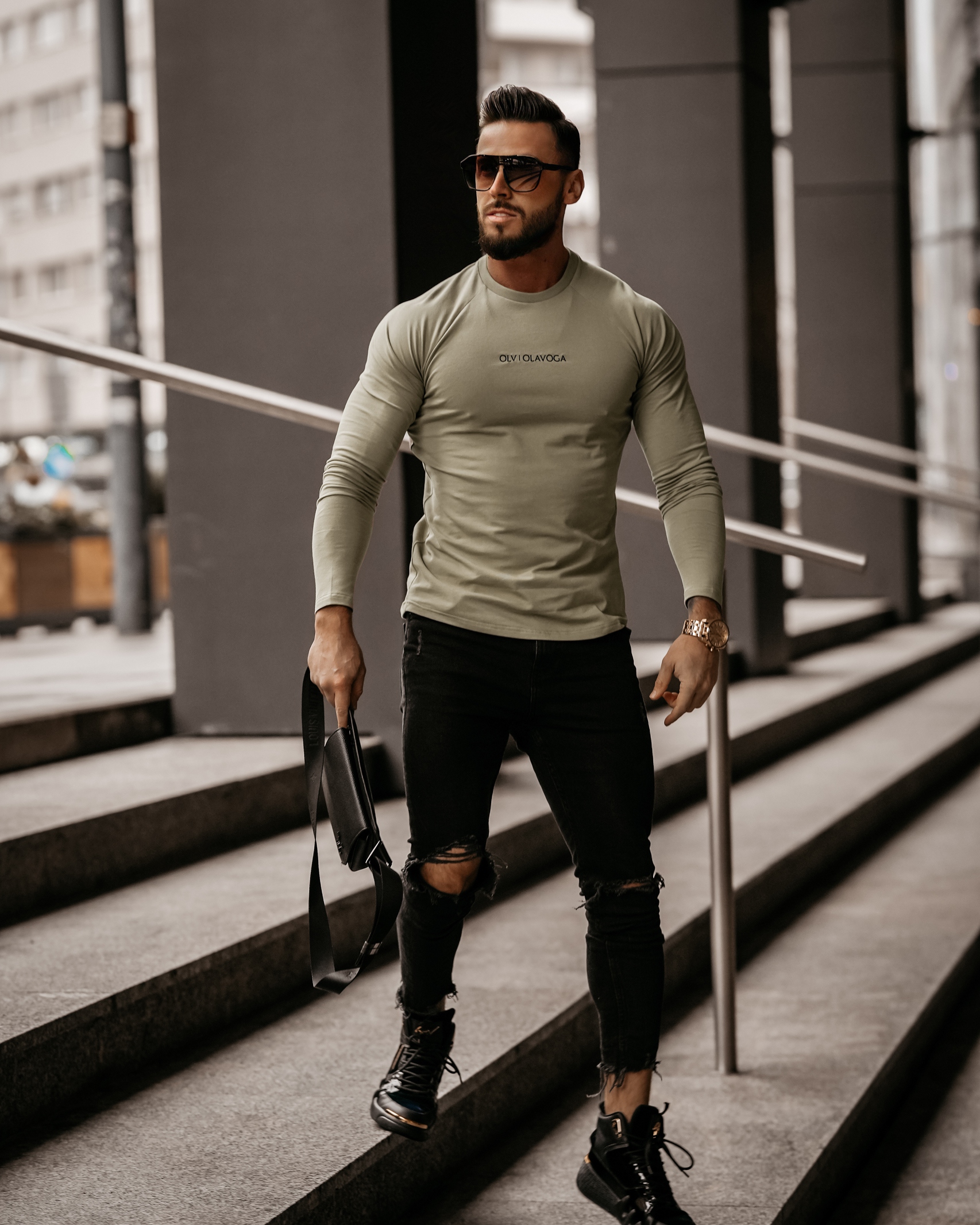 Bluzka męska longsleeve Noah Ola Voga j.khaki