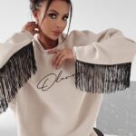 Bluza oversize z frędzlami Penny Ola Voga beżowa
