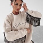 Bluza oversize z frędzlami Penny Ola Voga beżowa