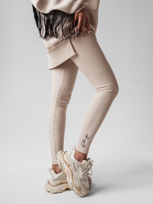 Legginsy prążkowane Meggy Ola Voga beżowe