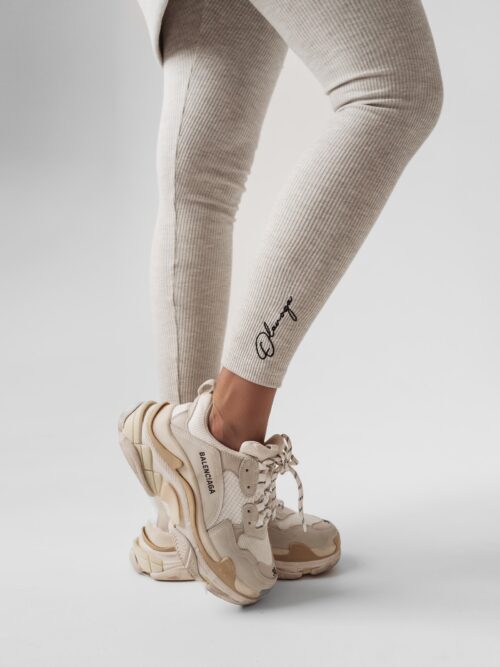 Legginsy prążkowane Meggy Ola Voga szary melanż