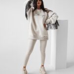 Legginsy prążkowane Meggy Ola Voga szary melanż