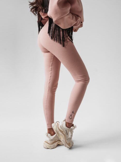 Legginsy prążkowane Meggy Ola Voga brudny róż