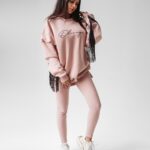 Legginsy prążkowane Meggy Ola Voga brudny róż