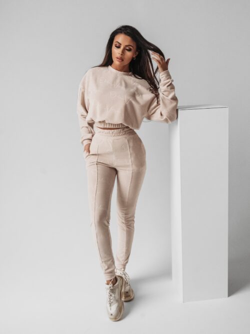 Komplet welurowy Amanda Ola Voga beżowy