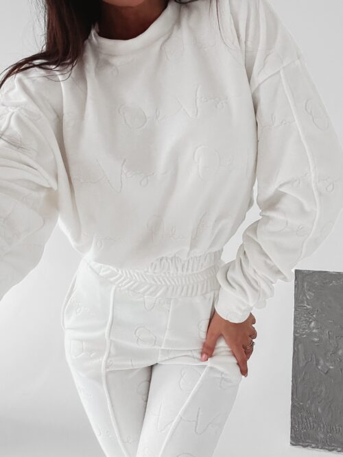 Komplet welurowy Amanda Ola Voga ecru