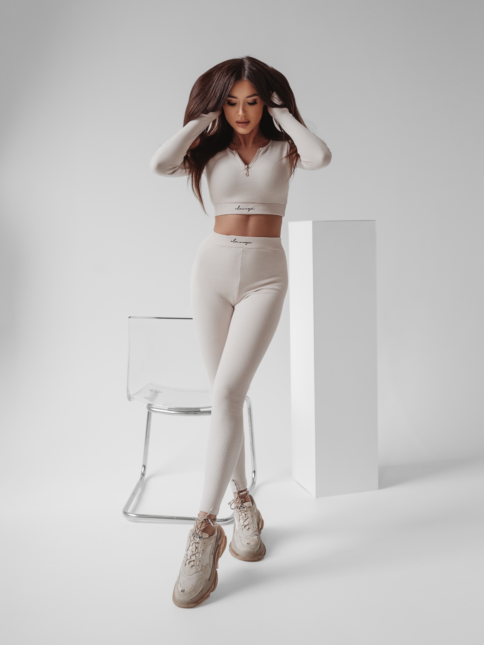 Komplet dopasowany Lunya Ola Voga beżowy Komplet dopasowany Lunya Ola Voga beżowy