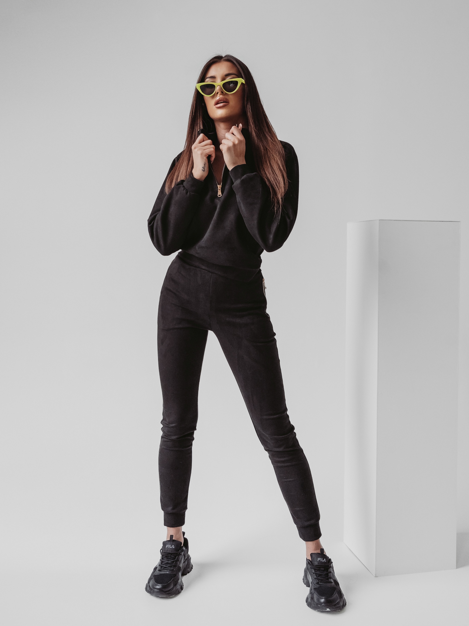 Komplet zamszowy Castilla Ola Voga czarny