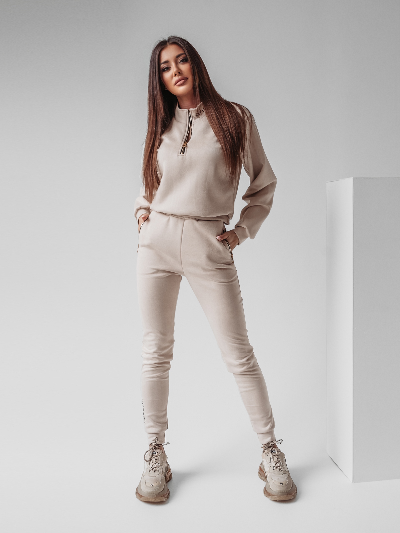 Komplet zamszowy Castilla Ola Voga beżowy