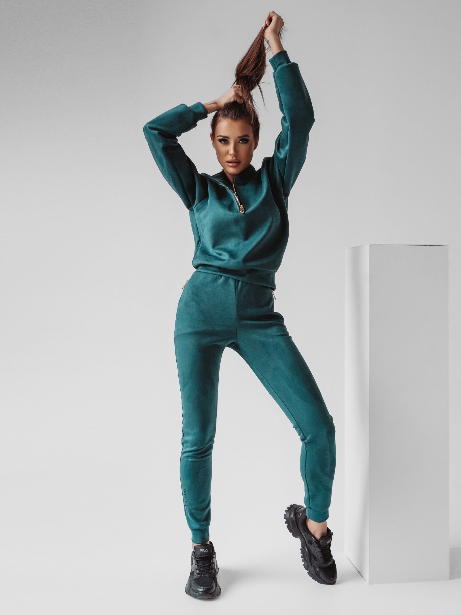 Komplet zamszowy Castilla Ola Voga szamragdowy