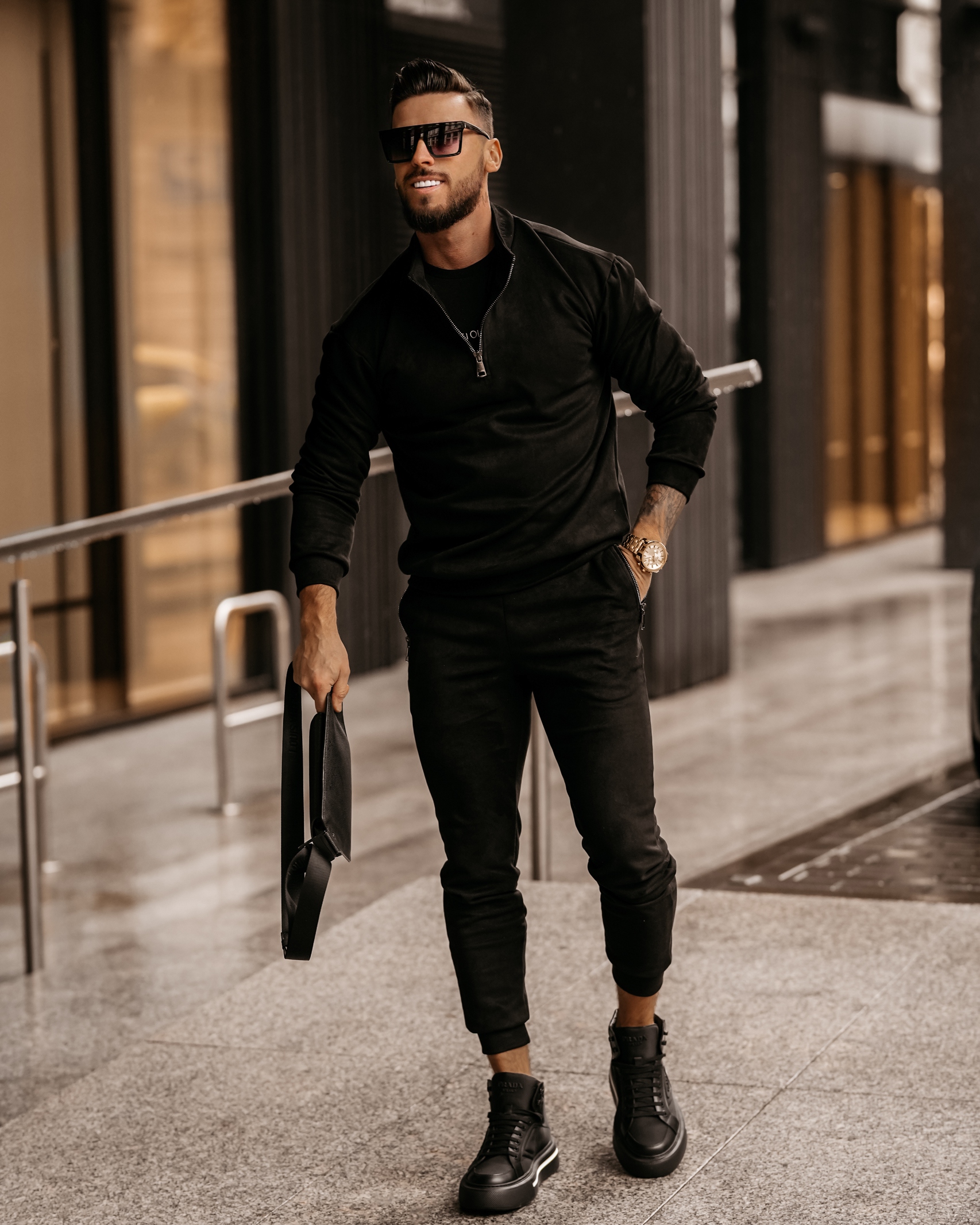 Komplet zamszowy męski Pedro Ola Voga czarny