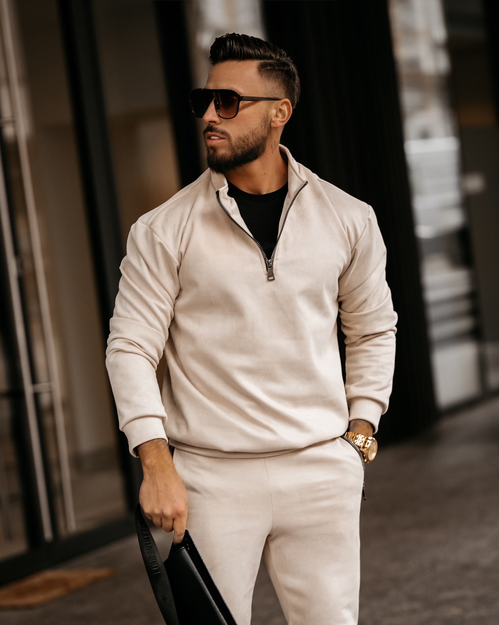 Komplet zamszowy męski Pedro Ola Voga beżowy Komplet zamszowy męski Pedro Ola Voga beżowy