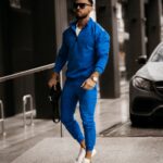 Komplet zamszowy męski Pedro Ola Voga chabrowy