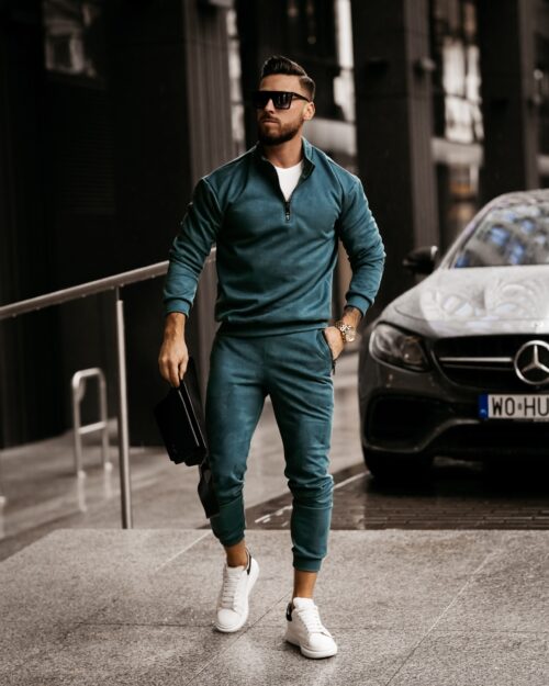 Komplet zamszowy męski Pedro Ola Voga szmaragdowy