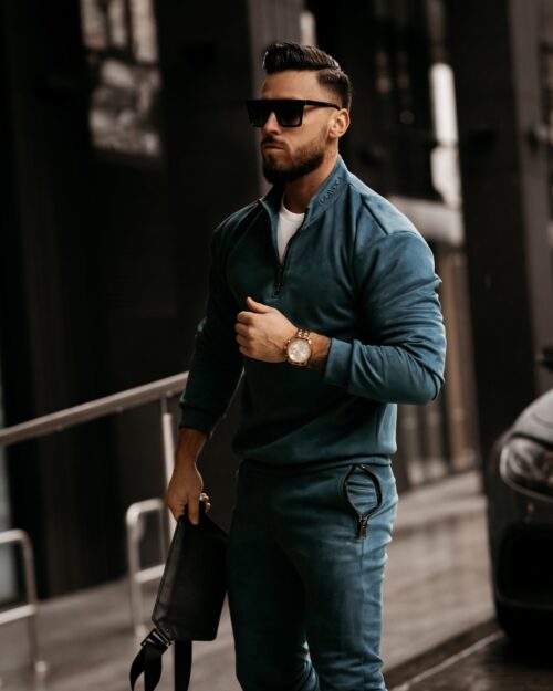 Komplet zamszowy męski Pedro Ola Voga szmaragdowy