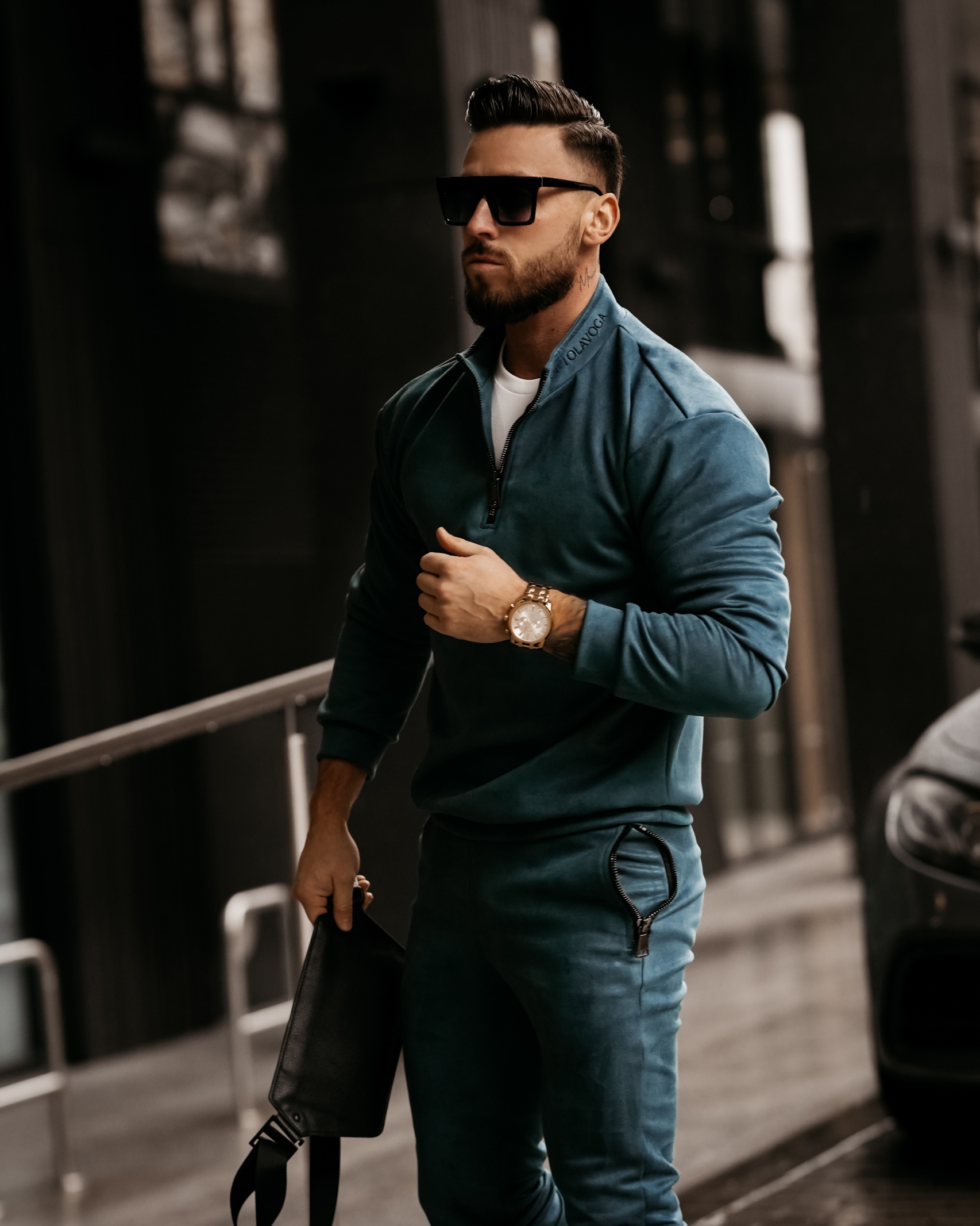 Komplet zamszowy męski Pedro Ola Voga szmaragdowy