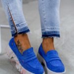 -wyprzedane-Mokasyny zamszowe Madam Fekes chabrowe