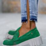 -wyprzedane-Mokasyny zamszowe Madam Fekes szmaragdowe
