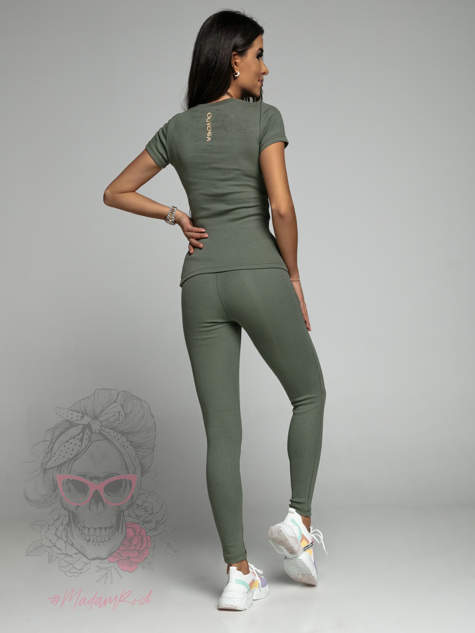 Komplet prążkowany Clara Ola Voga khaki