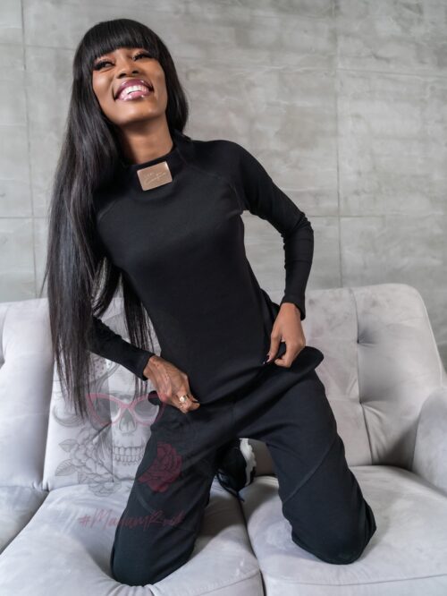 Komplet prążkowany Laki Sort czarny