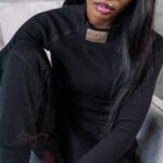 Komplet prążkowany Laki Sort czarny