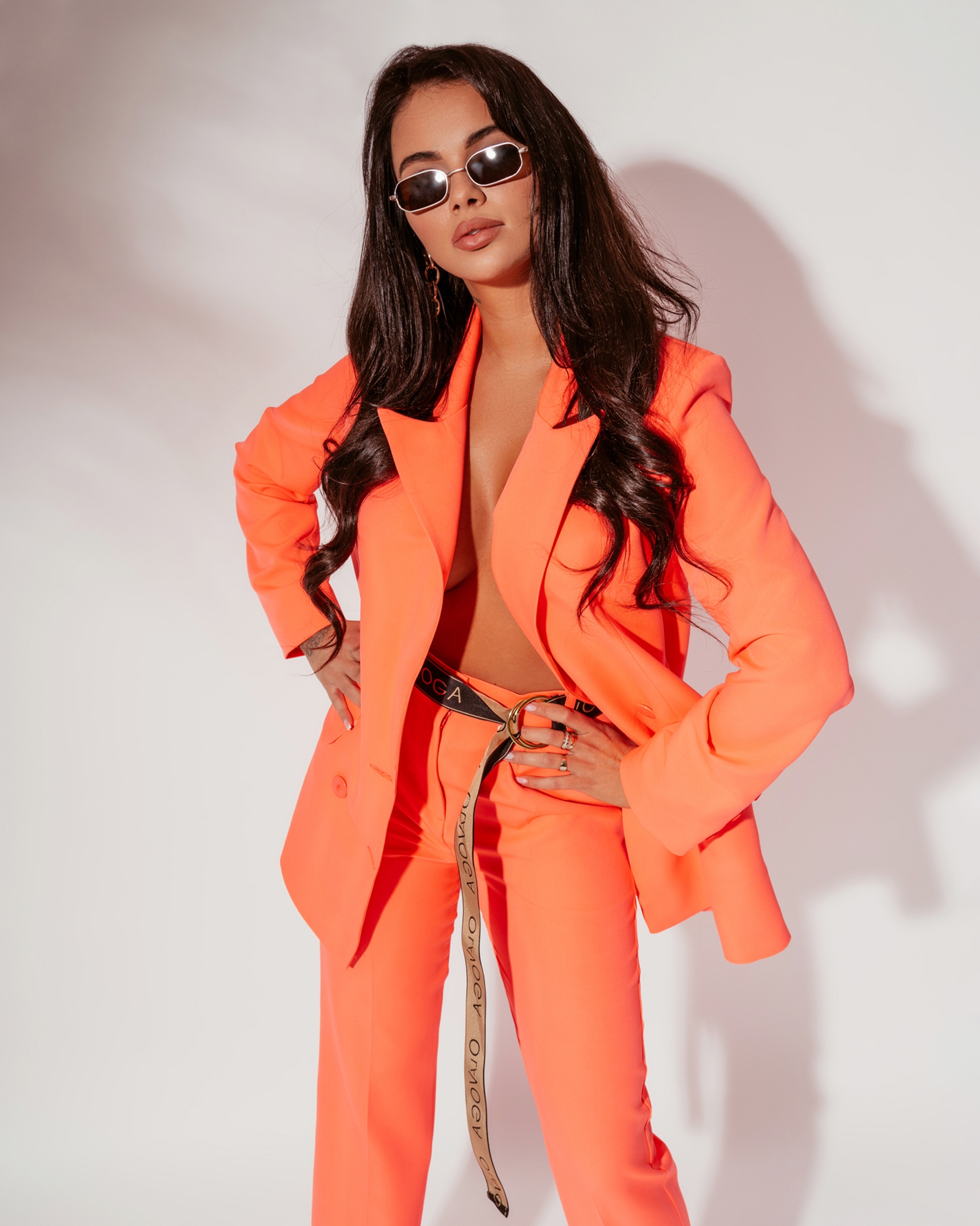 Komplet elegancki Porto neonowy pomarańczowy